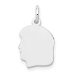 14k White Gold Plain Small.013 Depth Facing Left Engravable Girl Charm