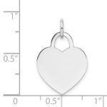 14k White Gold Plain .018 Gauge Engravable Heart 19x15mm Disc Charm - Image 3