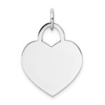 14k White Gold Plain .011 Gauge Engravable Heart 22x18mm Disc Charm