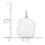 14k White Gold Plain Medium.011 Depth Facing Left Engravable Girl Charm - Image 3