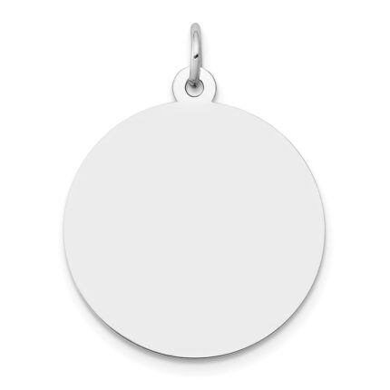 14K White Gold Plain .035 Gauge Round Engravable 22mm Disc Charm