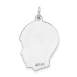 14k White Gold Plain Medium.011 Depth Facing Right Engravable Boy Charm - Image 3