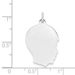 14k White Gold Plain Medium.018 Depth Facing Right Engravable Boy Charm - Image 4