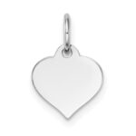 14K White Gold Plain .013 Gauge Engravable Heart 10x10mm Disc Charm