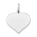 14K White Gold Plain .018 Gauge Engravable Heart 15x14mm Disc Charm