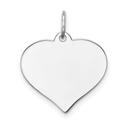 14K White Gold Plain .027 Gauge Engravable Heart 16x17mm Disc Charm