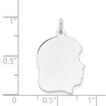14k White Gold Plain Medium.013 Depth Facing Right Engravable Girl Charm - Image 4