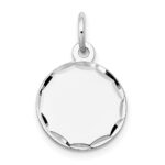 14k White Gold Etched Edge .009 Gauge Engraveable Round 13mm Disc Charm