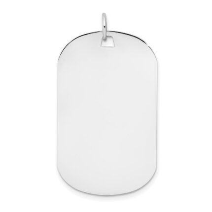 14k White Gold Plain .027 Gauge Engraveable 35x20mm Dog Tag Disc Charm