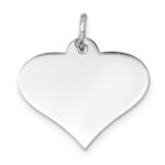 14k White Gold Plain .011 Gauge Engraveable Heart 16x18mm Disc Charm
