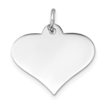 14k White Gold Plain .011 Gauge Engraveable Heart 16x18mm Disc Charm