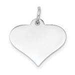 14k White Gold Plain .018 Gauge Engraveable Heart 18x19mm Disc Charm