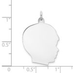 14k White Gold Plain Large.013 Depth Facing Right Engravable Boy Charm - Image 4
