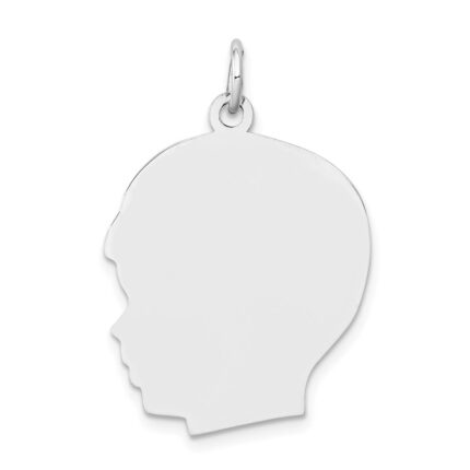 14k White Gold Plain Large.018 Depth Facing Left Engravable Boy Charm