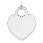 14k White Gold Plain .013 Gauge Engravable Heart 20.4x21.3mm Disc Charm - Image 3