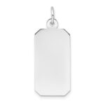 14k White Gold Plain .018 Gauge Rectangular Engravable 26x12mm Disc Charm
