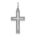 14k White Gold Solid Laser Etched Cross Pendant