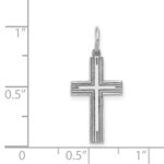 14k White Gold Solid Laser Etched Cross Pendant - Image 3