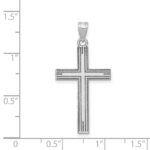 14k White Gold Solid Laser Etched Cross Pendant - Image 3