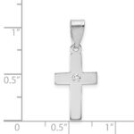 14k White Gold .01 carat Diamond Cross Pendant - Image 3
