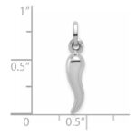 14k White Gold Hollow Italian Horn Charm - Image 3