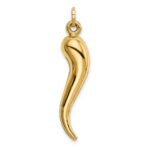 14k Hollow 3-D Italian Horn Charm - Image 4
