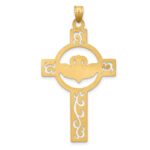 14k Laser-Cut Claddagh Cross Charm - Image 4