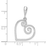 14K White Gold Swirl Heart Pendant - Image 3
