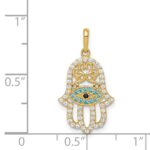 14K Multi-colored CZ Hamsa Pendant - Image 3