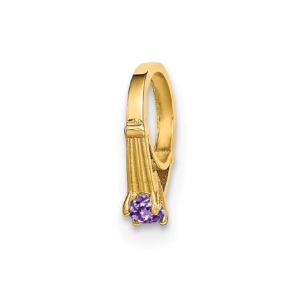 14K 3-D June Ring with Light Purple CZ Charm