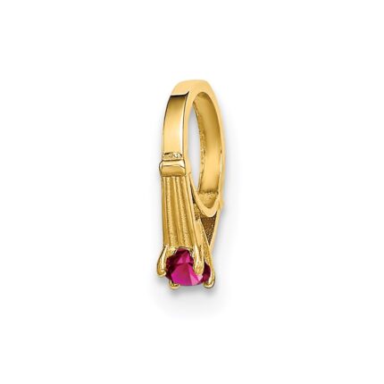 14K 3-D July Ring with Dark Pink CZ Charm