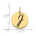 14k Polished Black Enamel Letter J Initial Disk Charm - Image 2