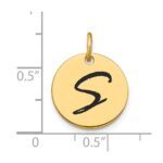 14k Polished Black Enamel Letter S Initial Disk Charm - Image 2
