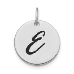 14kw Polished Black Enamel Letter E Initial Disk Charm