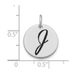 14kw Polished Black Enamel Letter J Initial Disk Charm - Image 2