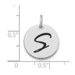 14kw Polished Black Enamel Letter S Initial Disk Charm - Image 2