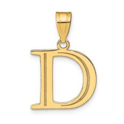 14k Polished Etched Letter D Initial Pendant