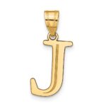 14k Polished Etched Letter J Initial Pendant