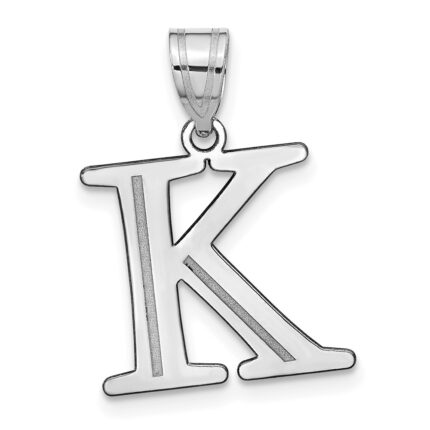 14kw Polished Etched Letter K Initial Pendant