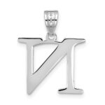 14kw Polished Etched Letter N Initial Pendant - Image 3