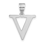 14kw Polished Etched Letter V Initial Pendant - Image 3