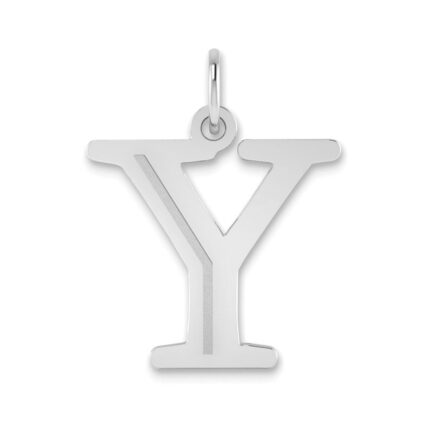 14kw Polished Etched Letter Y Initial Pendant