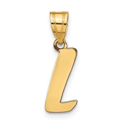 14k Polished Script Letter L Initial Pendant