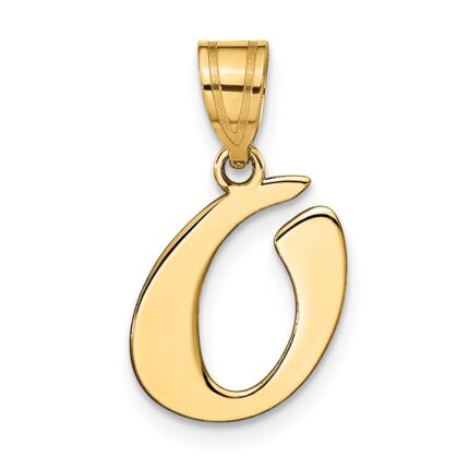 14k Polished Script Letter O Initial Pendant