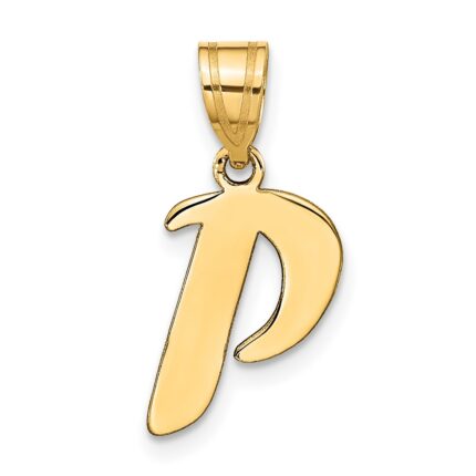14k Polished Script Letter P Initial Pendant