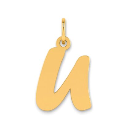 14k Polished Script Letter U Initial Pendant