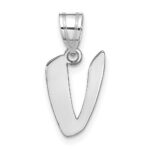 14kw Polished Script Letter V Initial Pendant