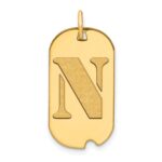 14k Polished Letter N Initial Dog Tag Pendant