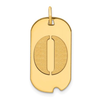 14k Polished Letter O Initial Dog Tag Pendant
