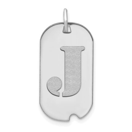 14kw Polished Letter J Initial Dog Tag Pendant